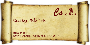 Csiky Márk névjegykártya